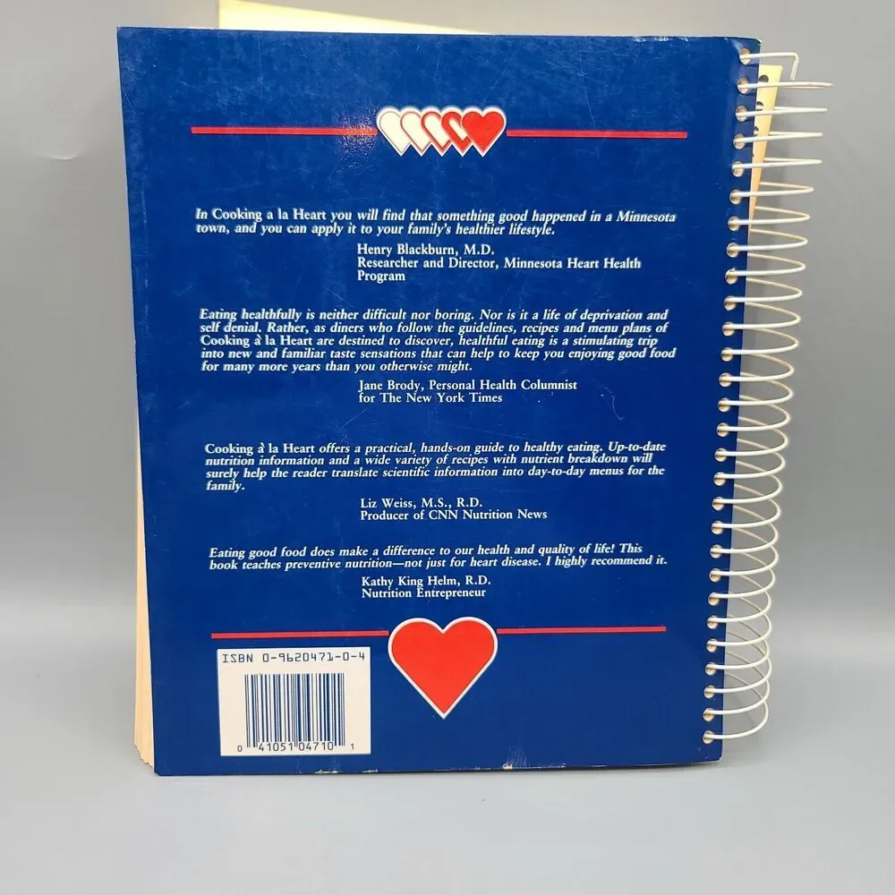 Vintage 1990 Cooking À La Heart Mankato Health Minnesota Cookbook Recipes Book